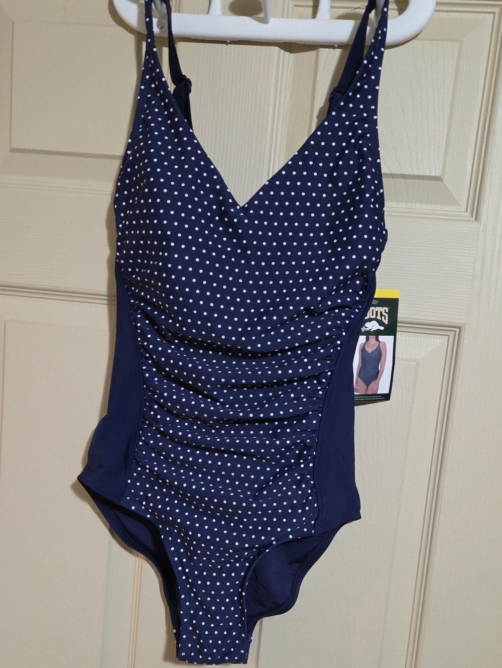 Roots Navy Polka Dot One-Piece Swimsuit